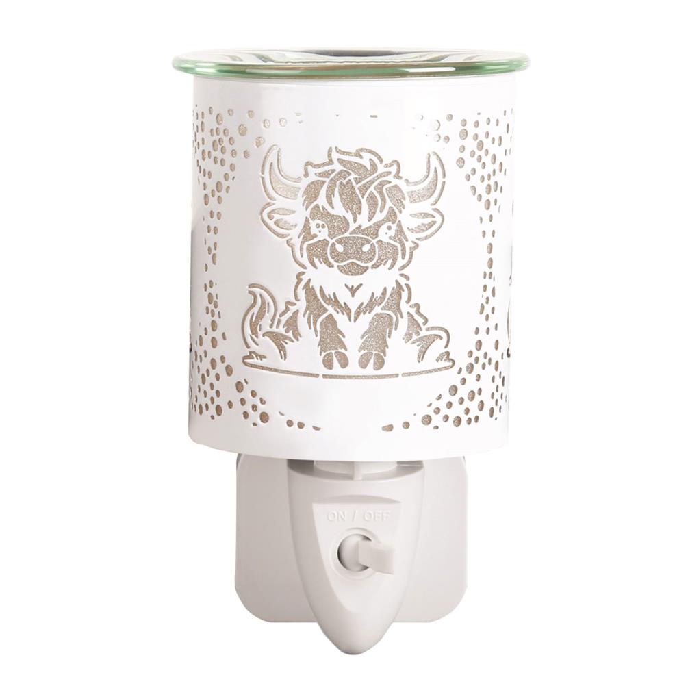 Aroma White & Gold Highland Cow Plug In Wax Melt Warmer Extra Image 1